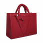 Preview: Handbag made of  calfskin with braided handles wine red